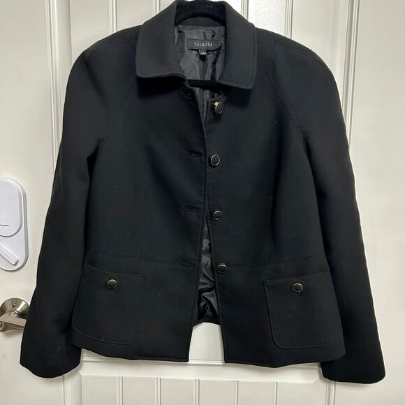 Talbots Tailored Black Blazer Jacket 12 Solid Career Modest Classic Professional - Picture 10 of 12